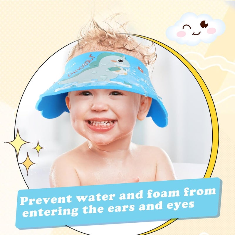 LADES Baby Shower Caps Shield - Adjustable Kids Bath Visor Hat Shampoo Washing Hair Protection Soft Cartoon for Toddler (Blue) - Image 3